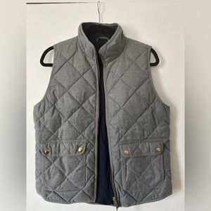 J.Crew Quilted Down Vest - gray, lined